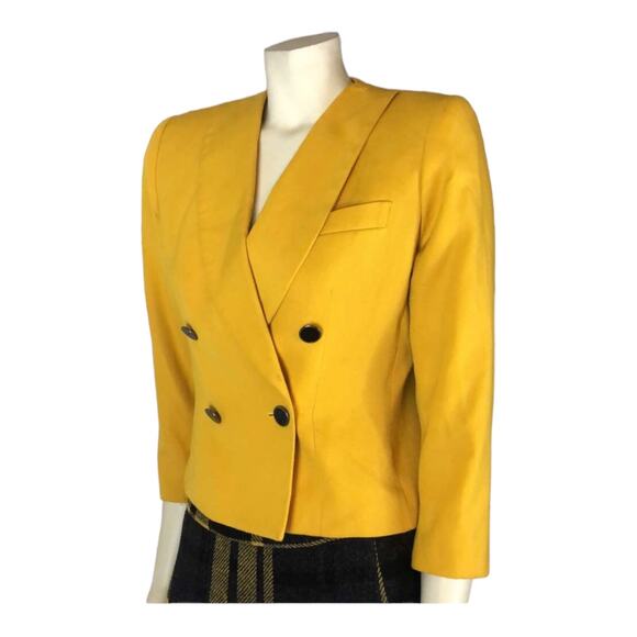 Vintage PETITE SOPHISTICATE yellow double breasted blazer size 2 - Picture 7 of 12